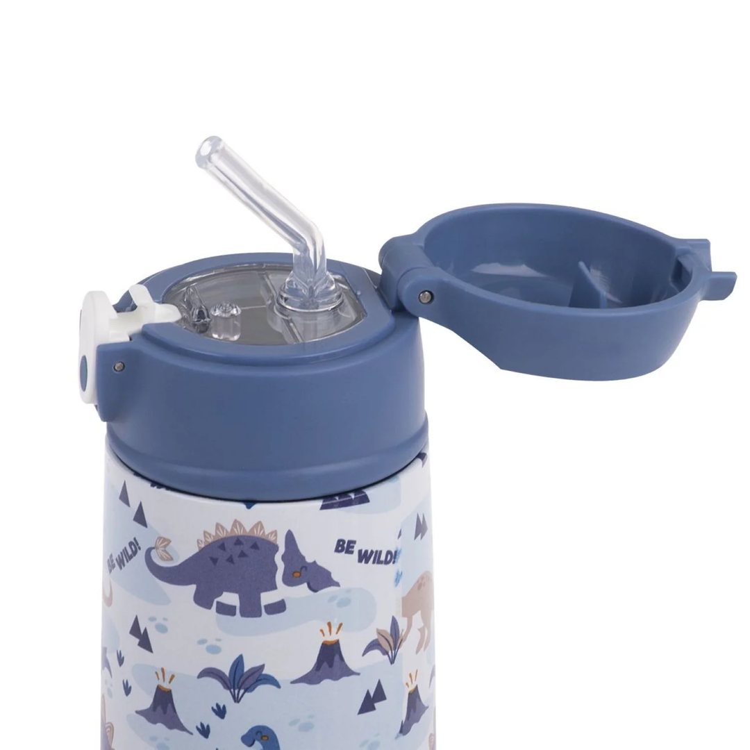 Oasis Kids Water Bottle with Sipper Silicone Straw 400ML (Rainbow Unicorns - Purple)